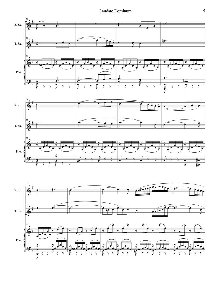 Laudate Dominum (Duet for Soprano & Tenor Saxophone - Piano Accompaniment) Woodwind Duet scores gallery preview page 6