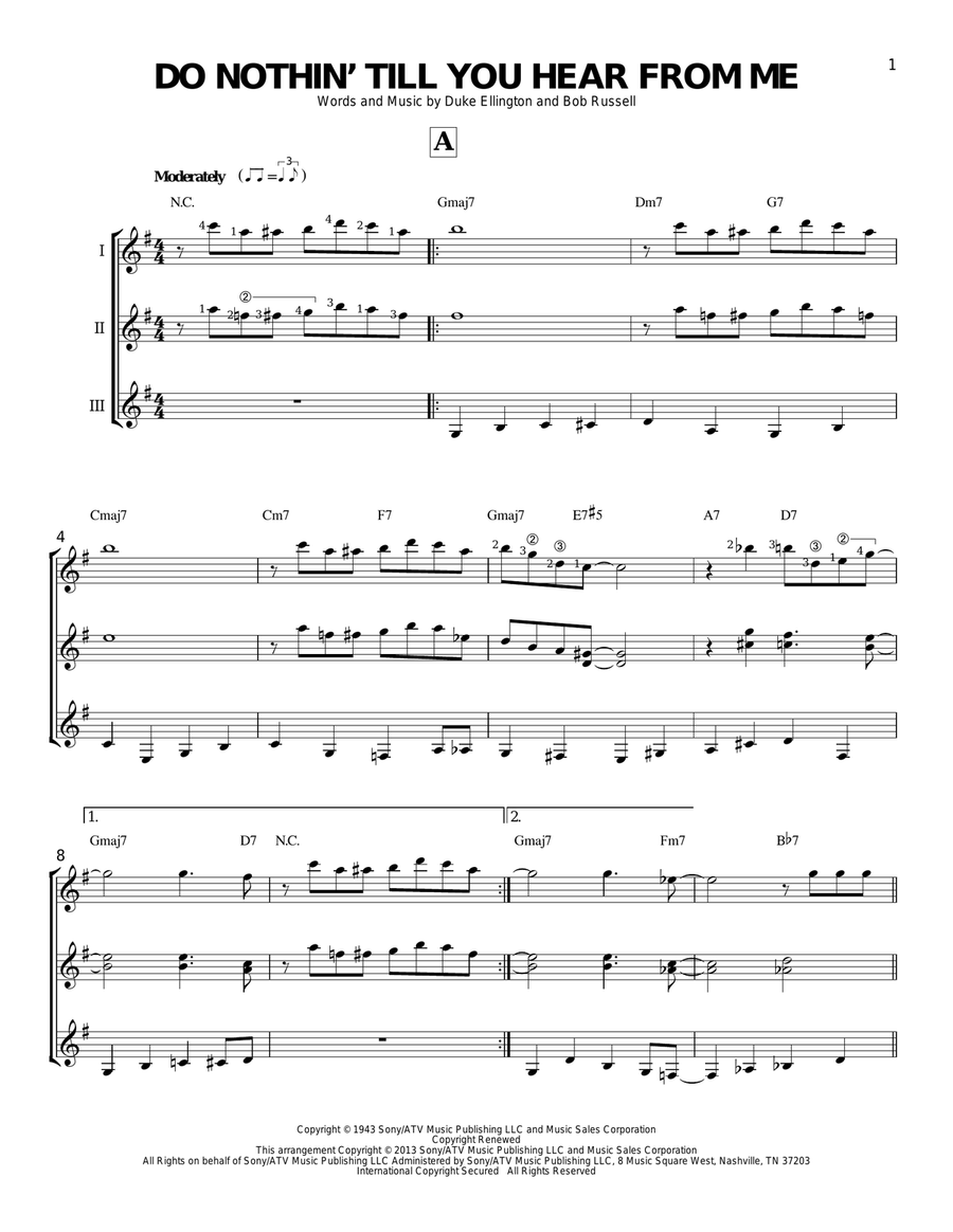 Do Nothin' Till You Hear From Me Guitar Ensemble scores gallery preview page 1