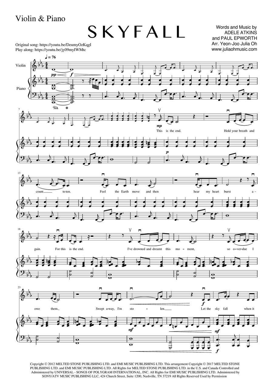 Skyfall Skyfall Violin Solo scores gallery preview page 1