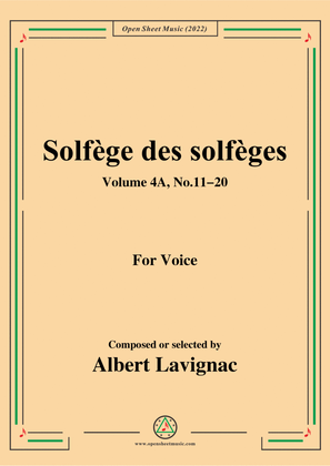 Lavignac-Solfege des solfeges,Volum 4A No.11-20,for Voice