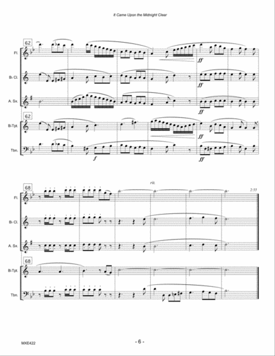 IT CAME UPON THE MIDNIGHT CLEAR - MIXED ENSEMBLE (Quintet) unaccompanied Small Ensemble scores gallery preview page 6