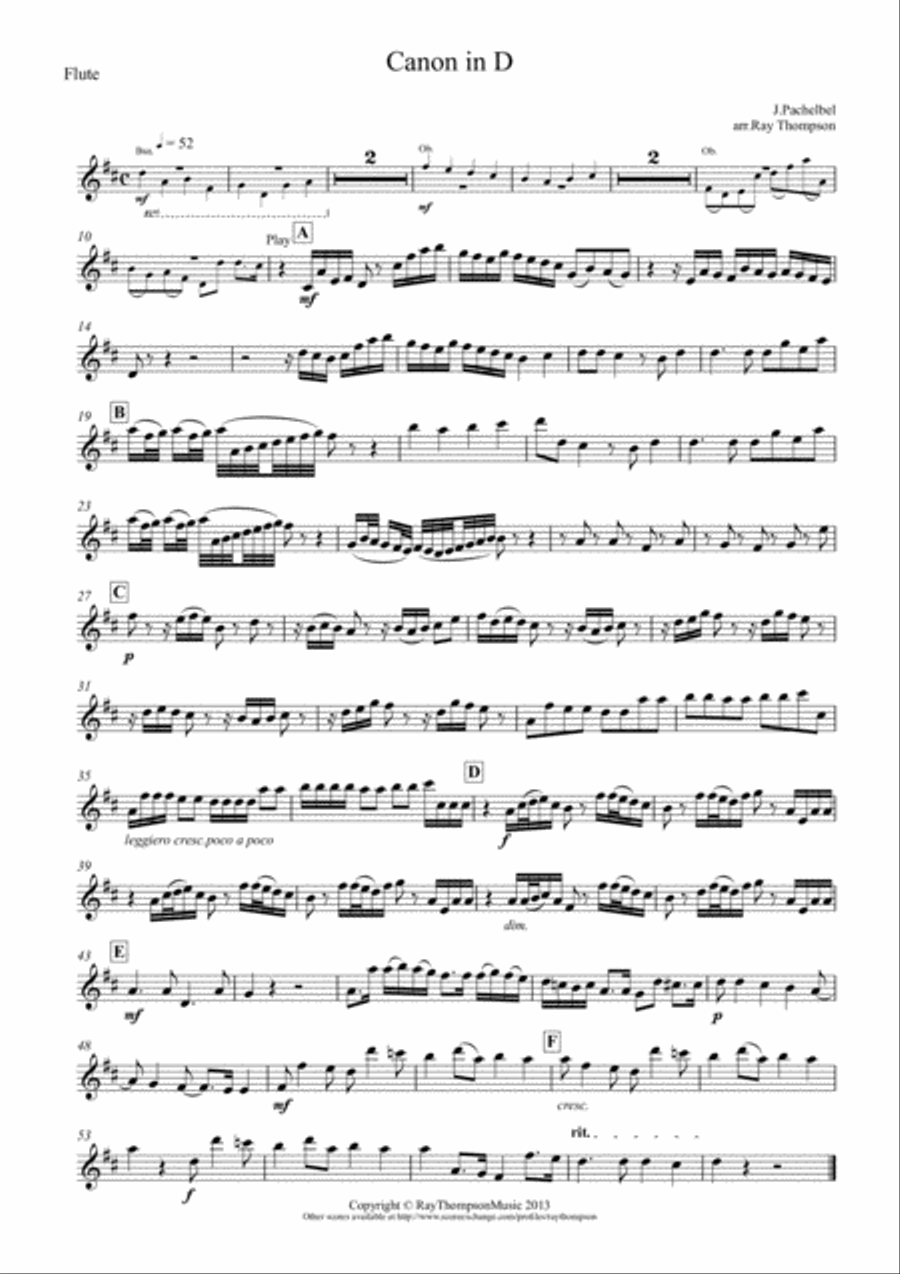 Pachelbel: Canon In D - wind quintet Woodwind Quintet scores gallery preview page 6