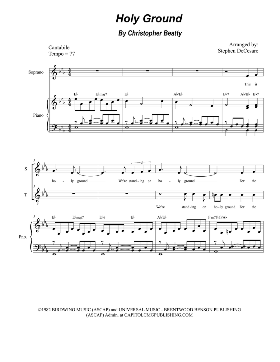 Holy Ground Tenor Voice scores gallery preview page 1