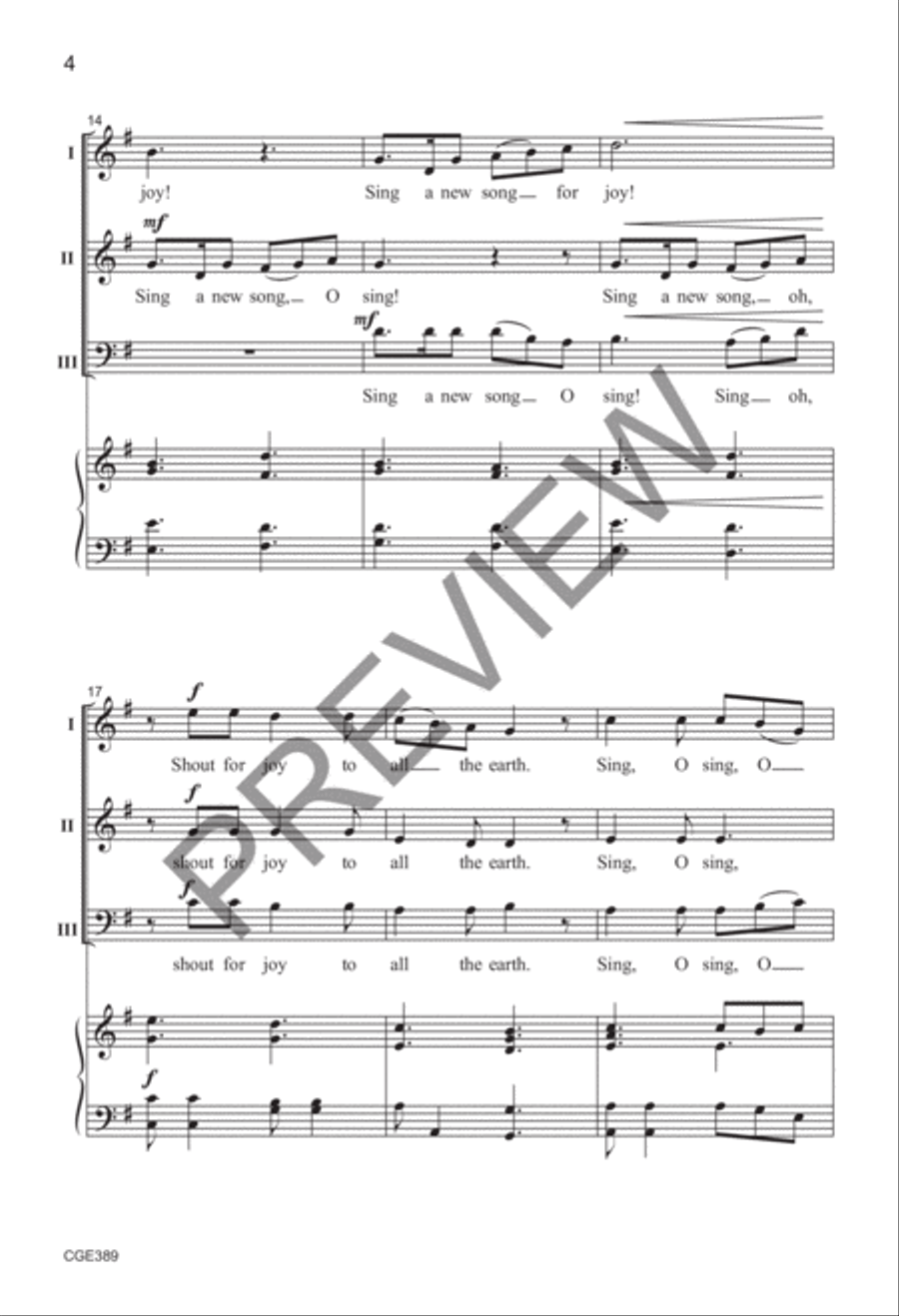 Sing A New Song (Three-part Mixed with opt. a capella) 3-Part scores gallery preview page 4