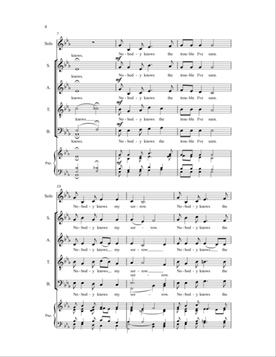 Nobody Knows (The Trouble I've Seen) A Cappella scores gallery preview page 6