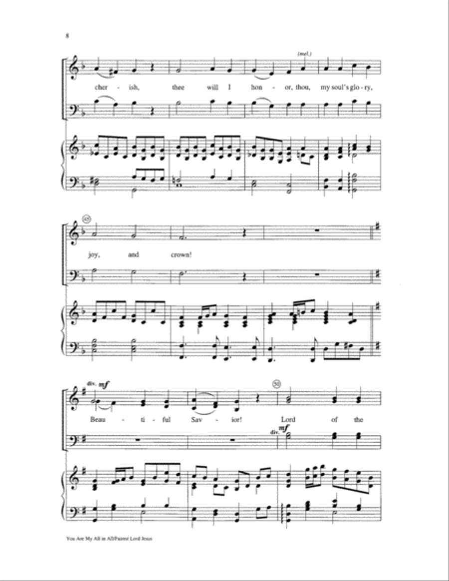 You Are My All in All/Fairest Lord Jesus 4-Part scores gallery preview page 8