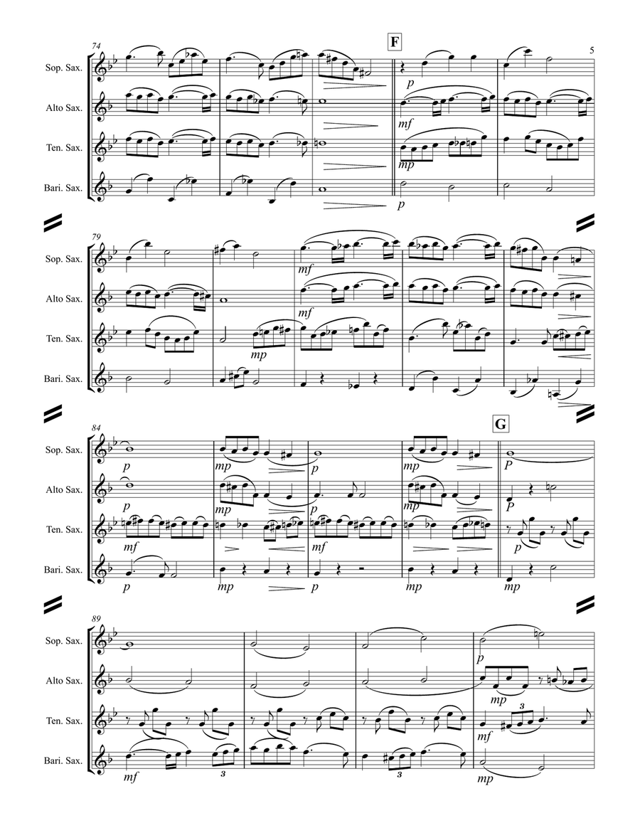 Faure - Pavane, Op. 50 (for Saxophone Quartet SATB) Saxophone Quartet scores gallery preview page 6