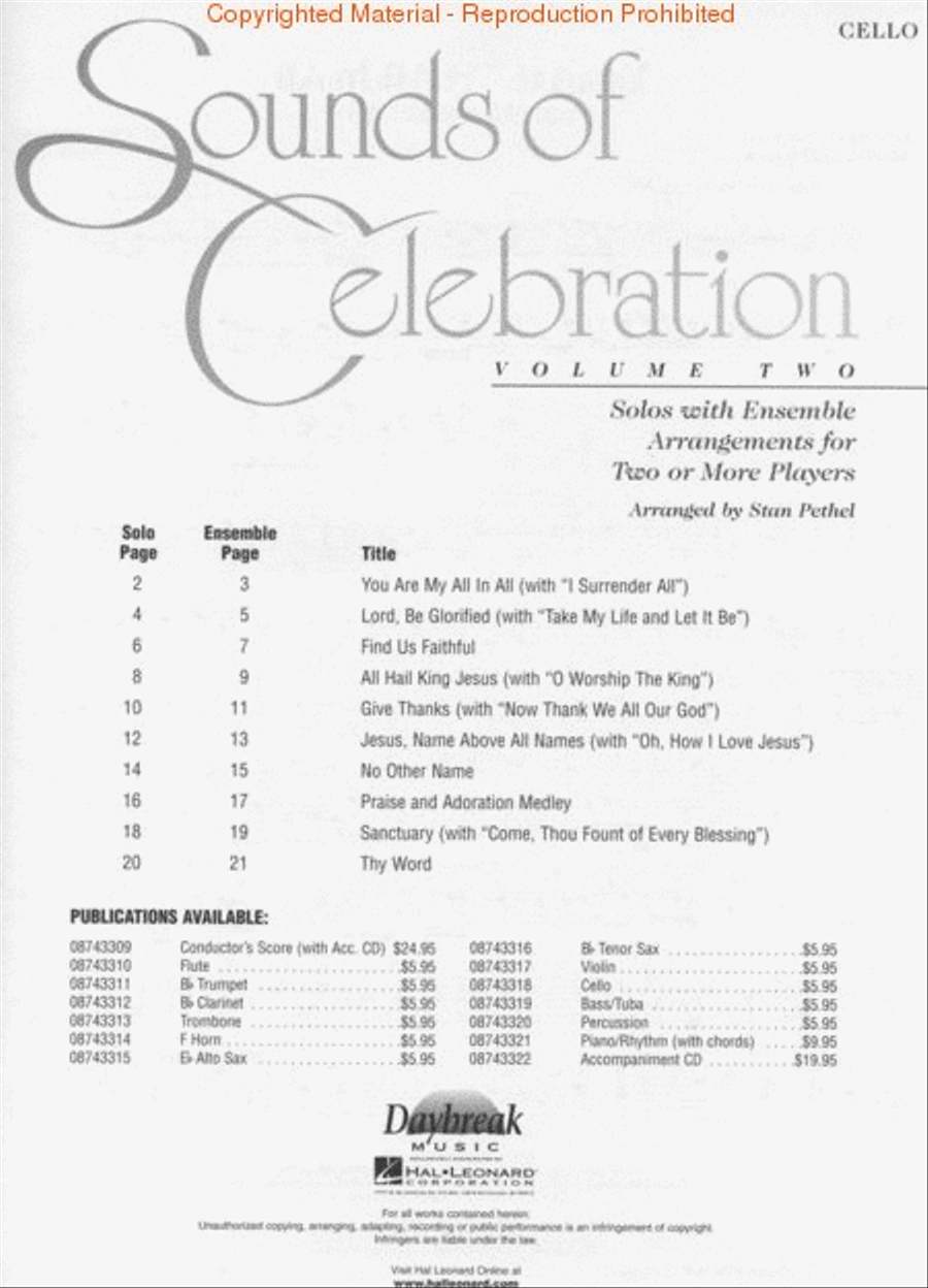 Sounds of Celebration (Volume Two) - Cello