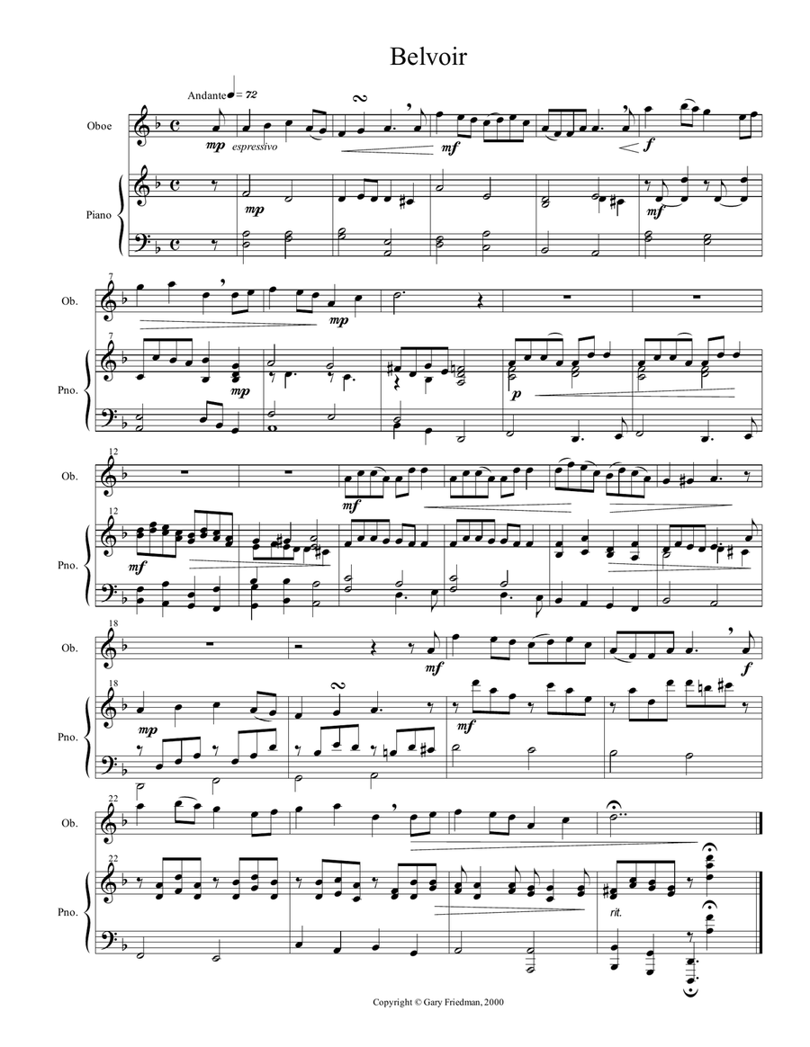 Seven Easy Melodies for Oboe with Piano Accompaniment Woodwind Duet scores gallery preview page 6