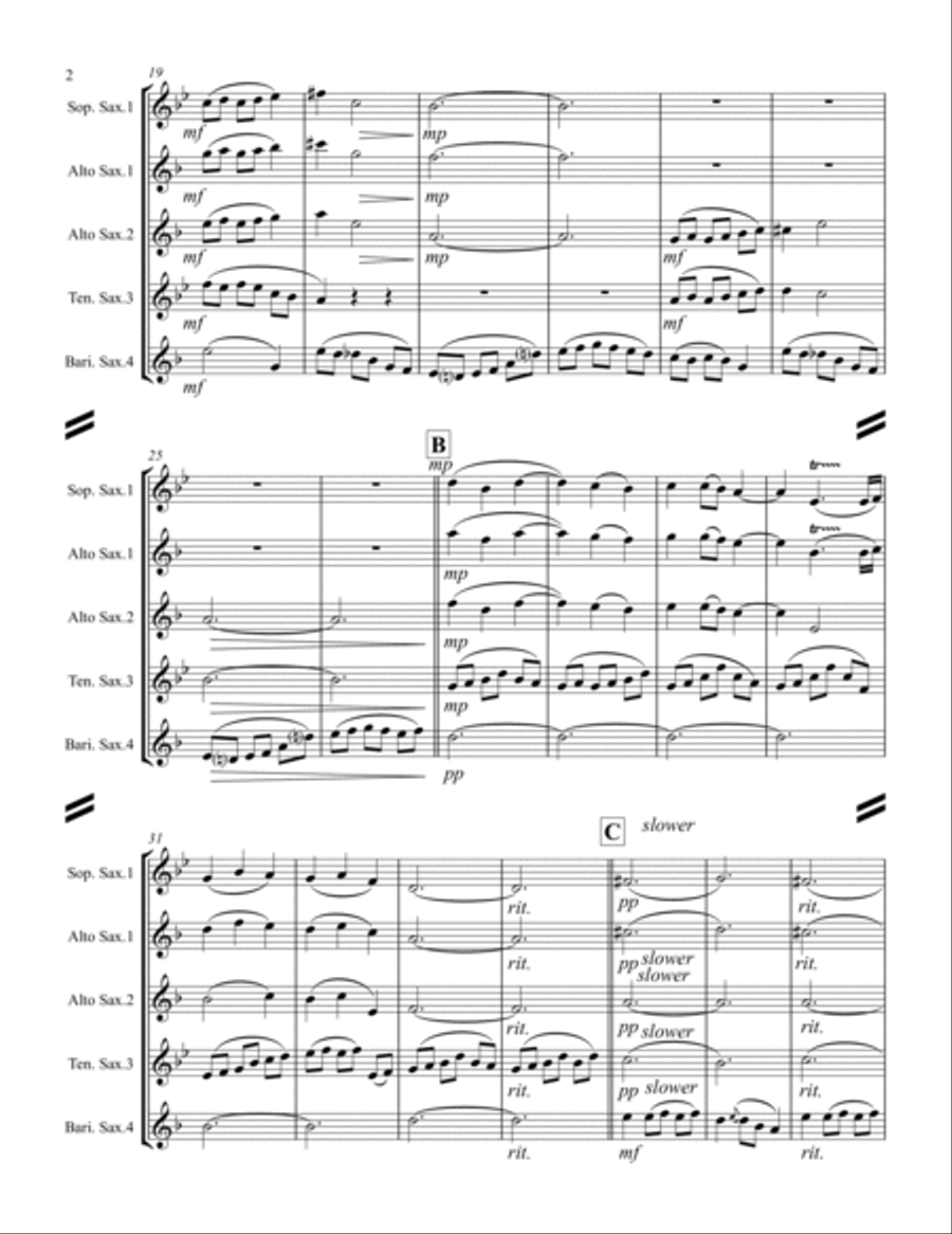 Granados – Danza Española - No.2 “Oriental” (for Saxophone Quartet SATB or AATB) Saxophone Quartet scores gallery preview page 3