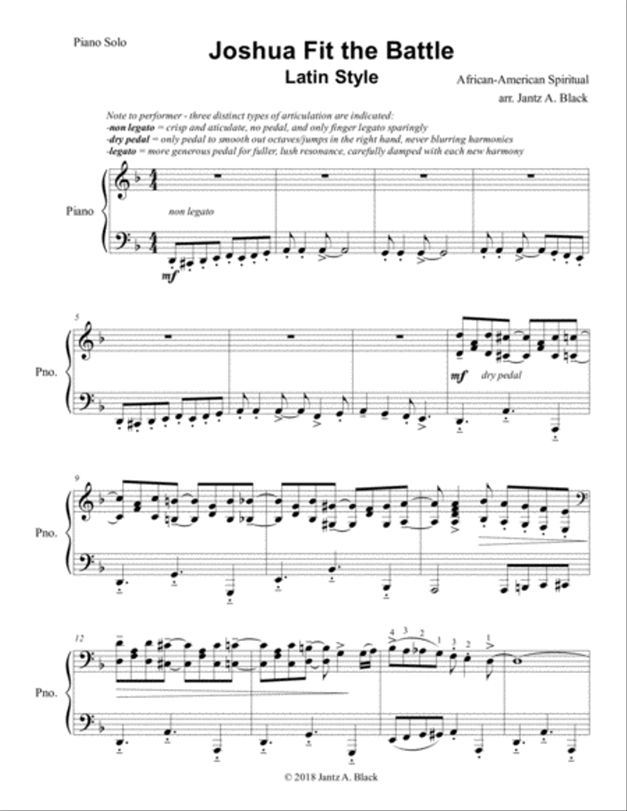 Joshua Fit the Battle - Latin Style Piano Solo scores gallery preview page 1
