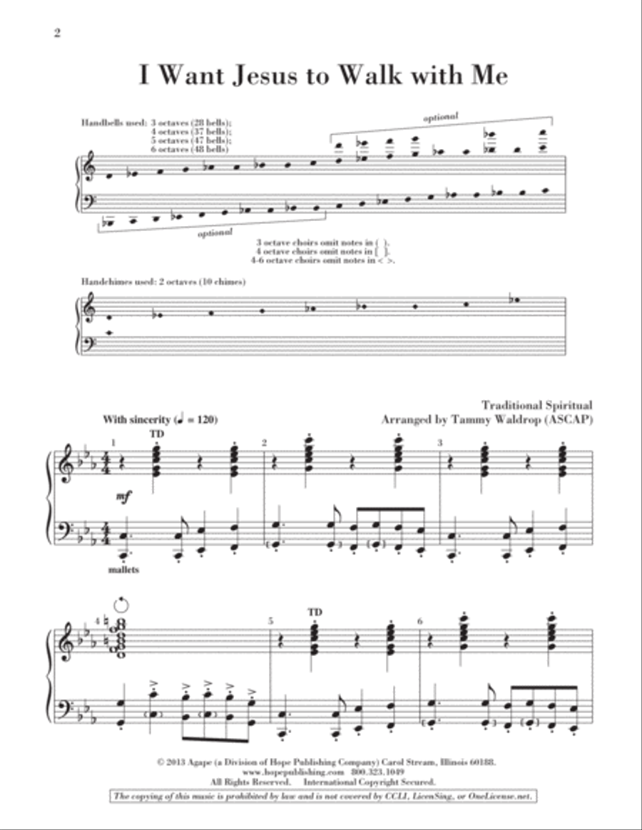 I Want Jesus to Walk with Me 5-Octaves scores gallery preview page 3