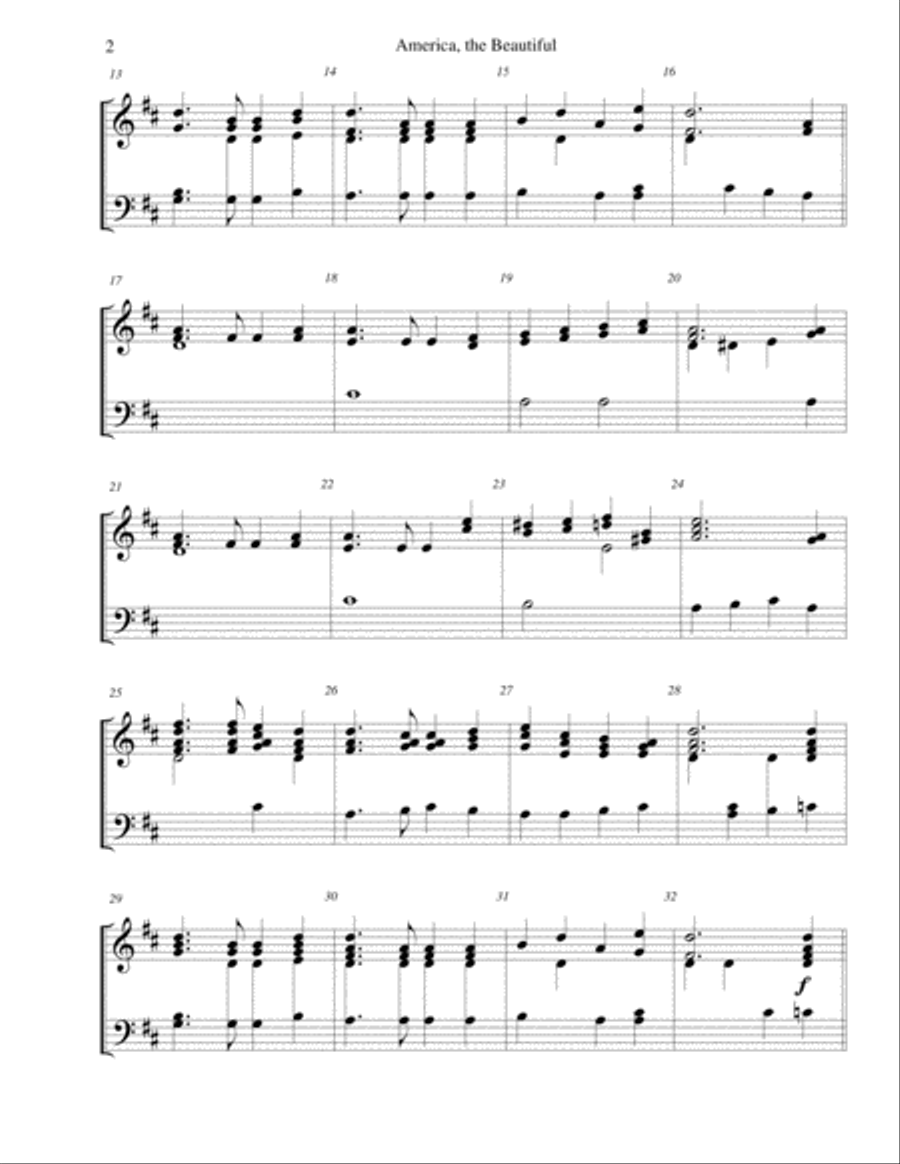America, the Beautiful (O Beautiful for Spacious Skies) - for 2-octave handbell choir 2-Octaves scores gallery preview page 2