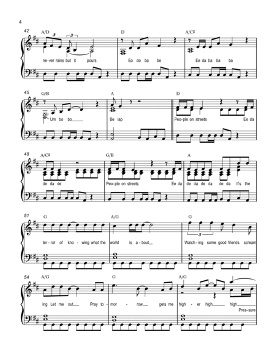 Under Pressure Under Pressure Piano Solo scores gallery preview page 4