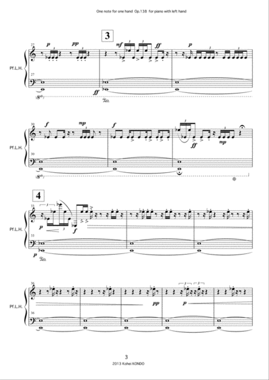 One note for one hand Op.138　Long version and short version Piano Solo scores gallery preview page 4