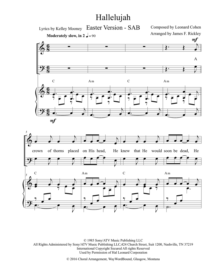 Hallelujah 3-Part scores gallery preview page 1