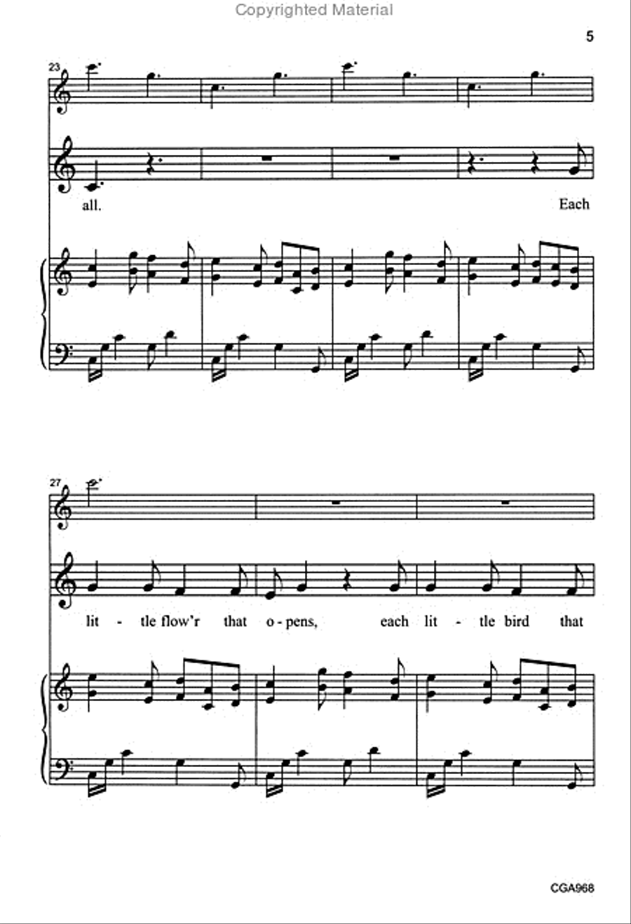 All Things Bright and Beautiful Unison Choir scores gallery preview page 5