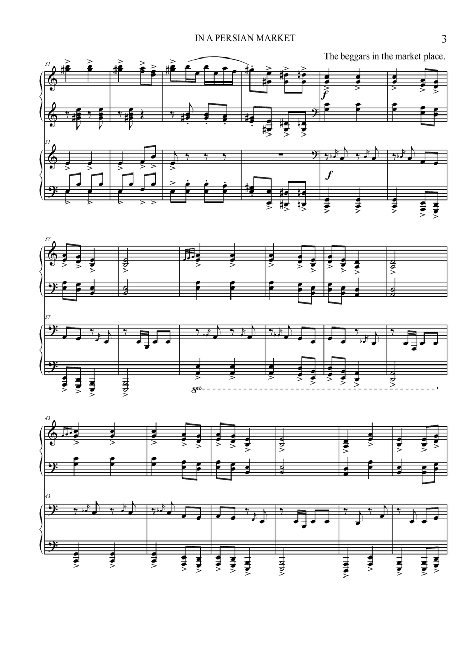 IN A PERSIAN MARKET (Piano 4-hands) Piano Duet scores gallery preview page 3