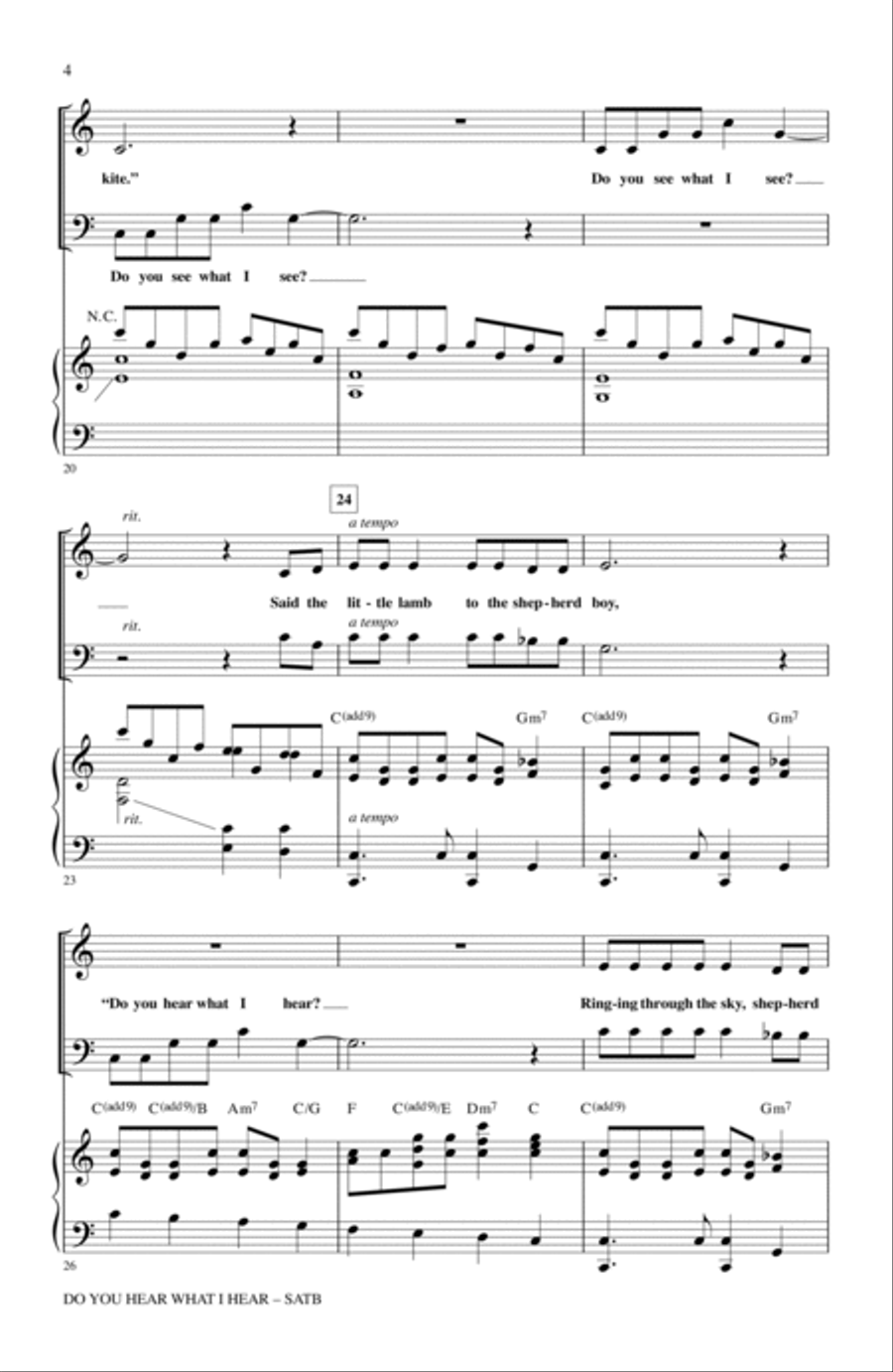 Do You Hear What I Hear (arr. Mark Brymer) 4-Part scores gallery preview page 3