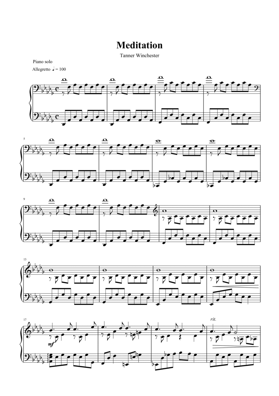Meditation Piano Solo scores gallery preview page 1