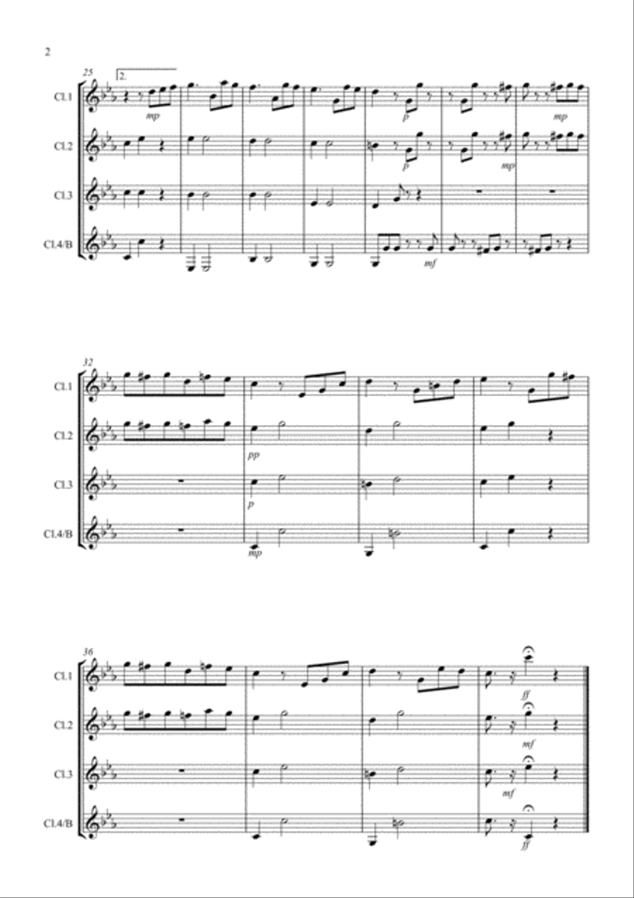 Für Elise for Clarinet Quartet Clarinet Quartet scores gallery preview page 2