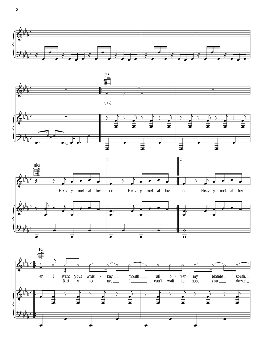 Heavy Metal Lover Heavy Metal Lover Piano, Vocal, Guitar scores gallery preview page 2