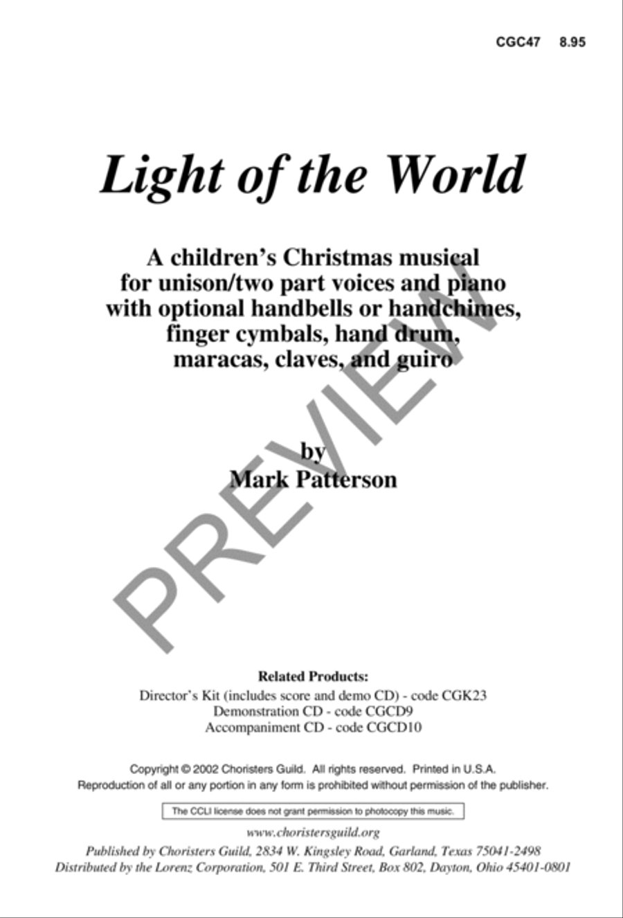 Light of the World Preview Kit (Score & CD) CD scores gallery preview page 2