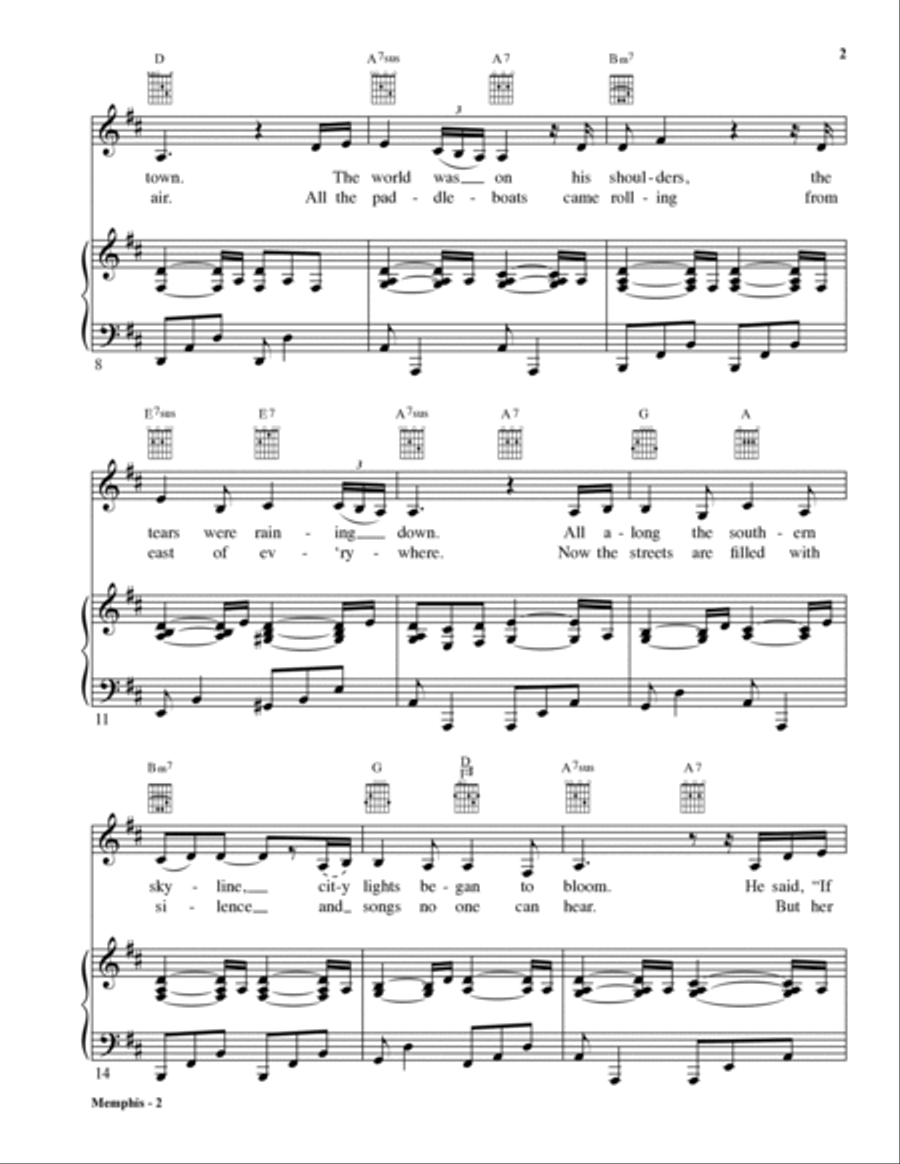 Memphis Piano, Vocal, Guitar scores gallery preview page 2