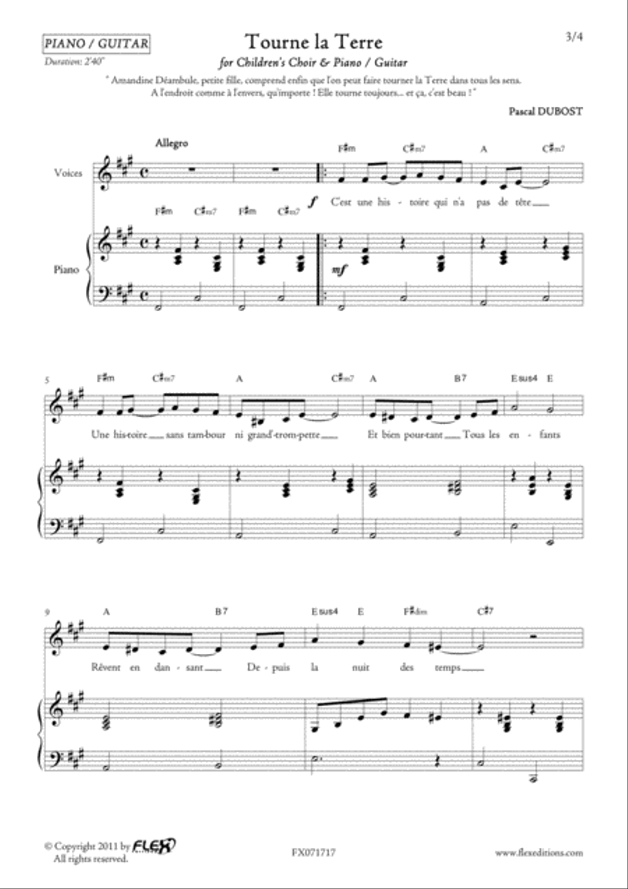 Tourne la Terre Tourne la Terre Children's Choir scores gallery preview page 3