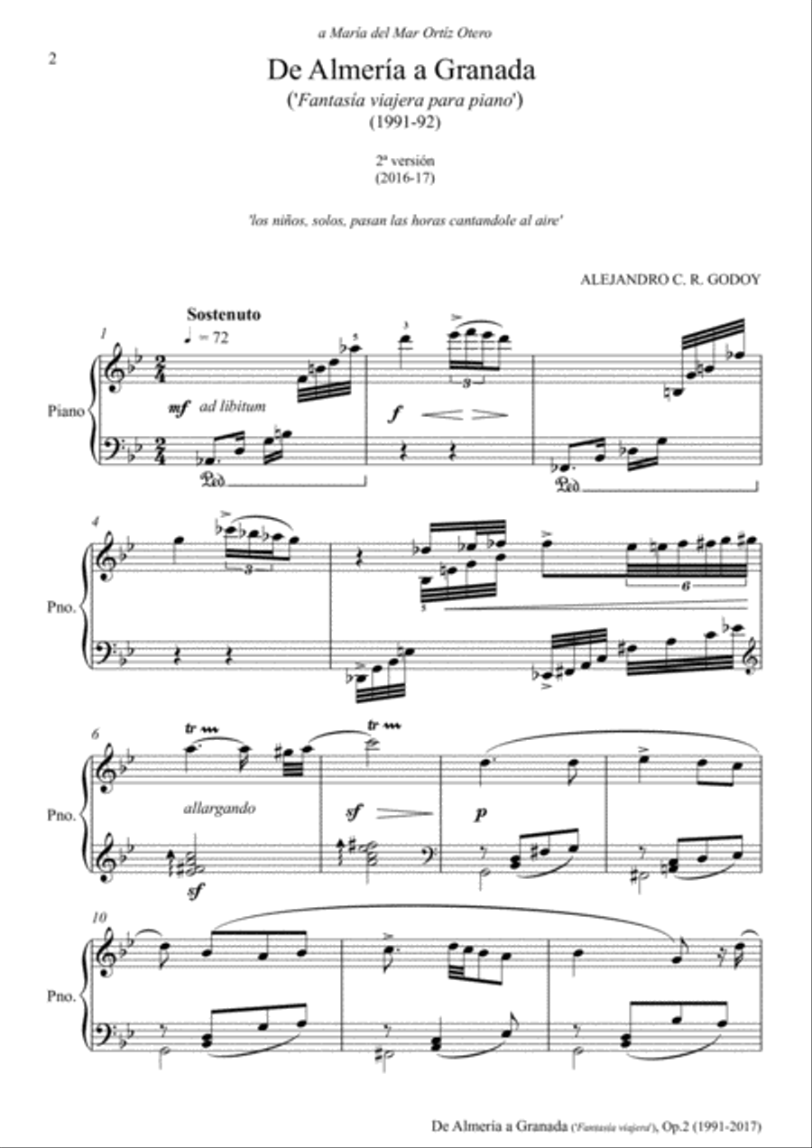 De Almería a Granada, Op.2 ('Fantasía viajera') (2017) Piano Solo scores gallery preview page 2