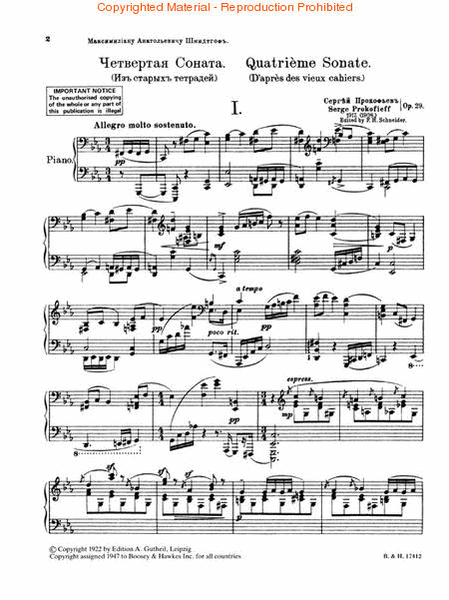 Piano Sonata No. 4, Op. 29
