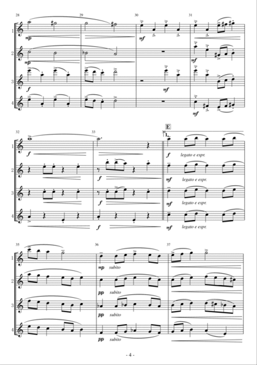 Oompa-loompa-doompadee-doo Flute Quartet scores gallery preview page 4