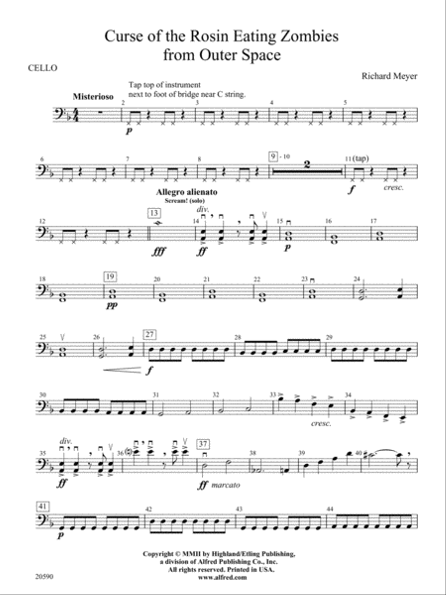 Curse of the Rosin Eating Zombies from Outer Space: Cello String Orchestra scores gallery preview page 1