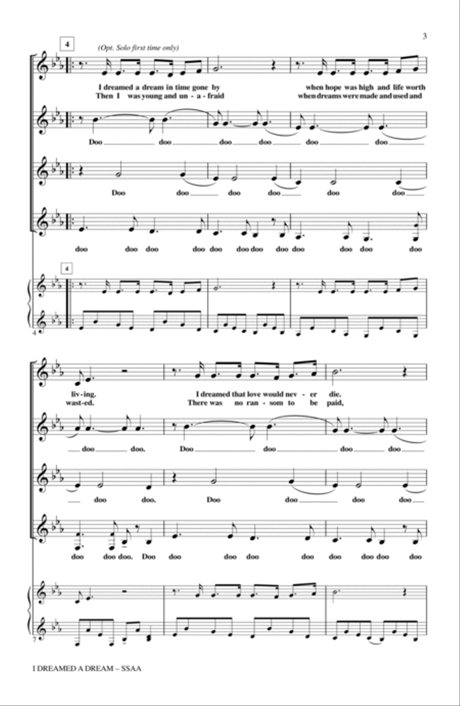 I Dreamed A Dream SSAA scores gallery preview page 2