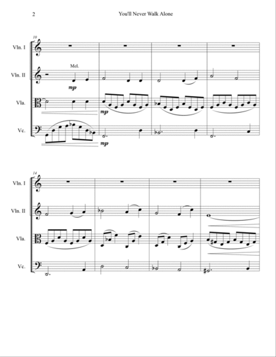 You'll Never Walk Alone String Quartet scores gallery preview page 2