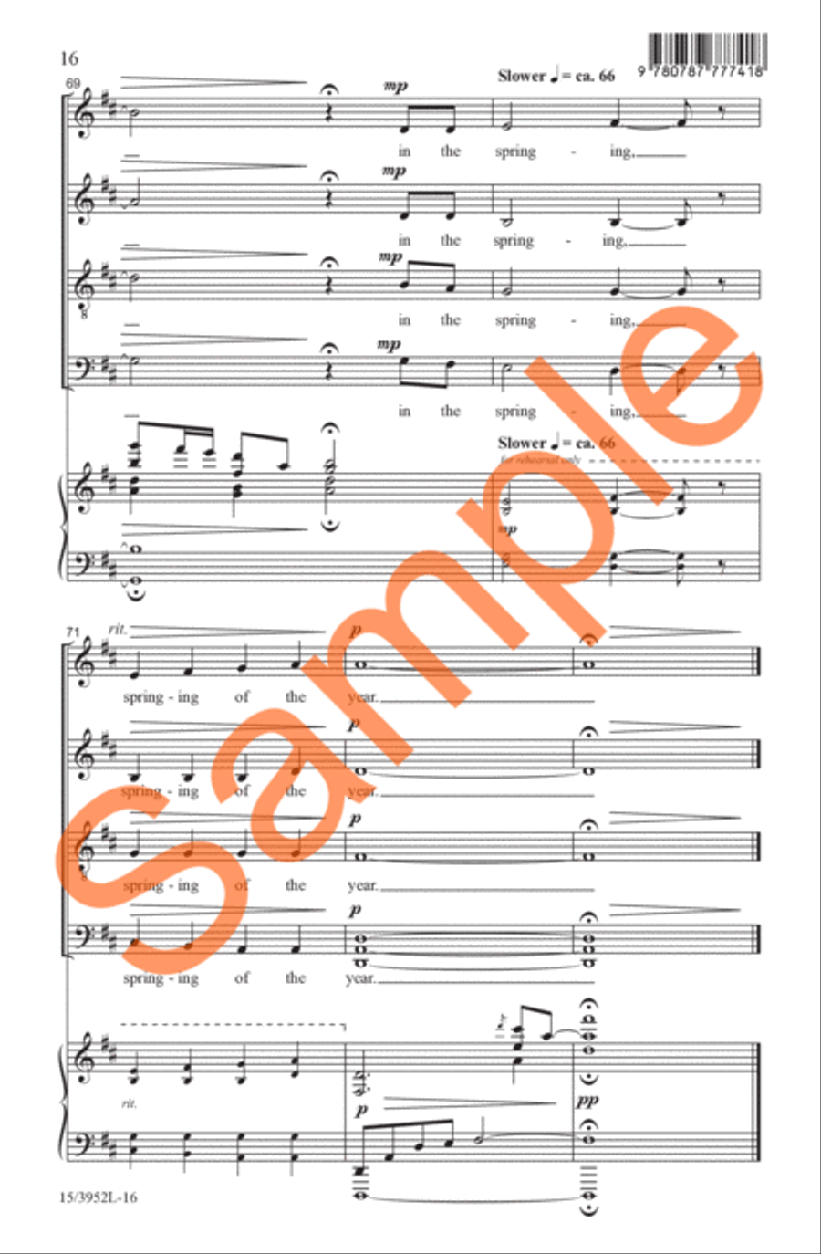 A Prayer in Spring A Prayer in Spring 4-Part scores gallery preview page 15