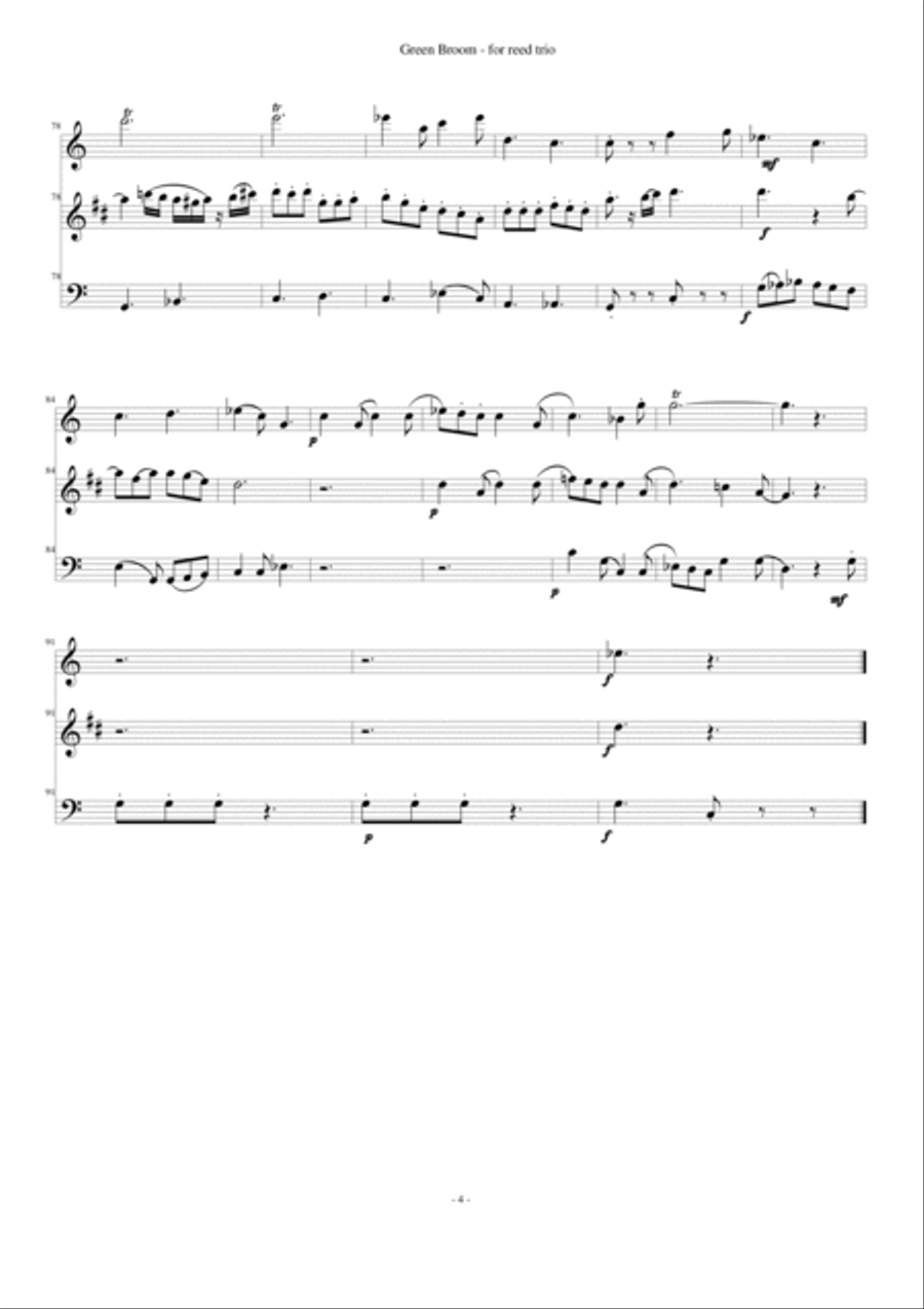 The Ballad of Green Broom for wind trio Bassoon scores gallery preview page 4