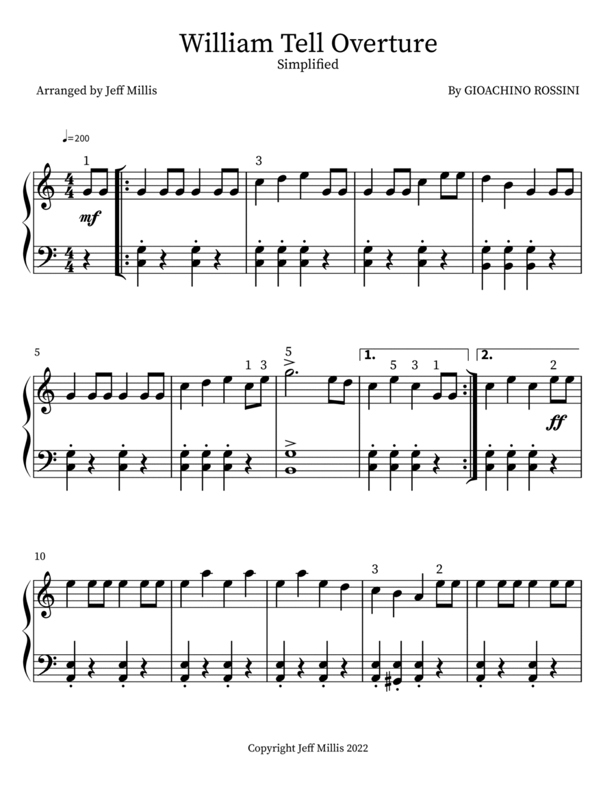 William Tell Overture Piano scores gallery preview page 1