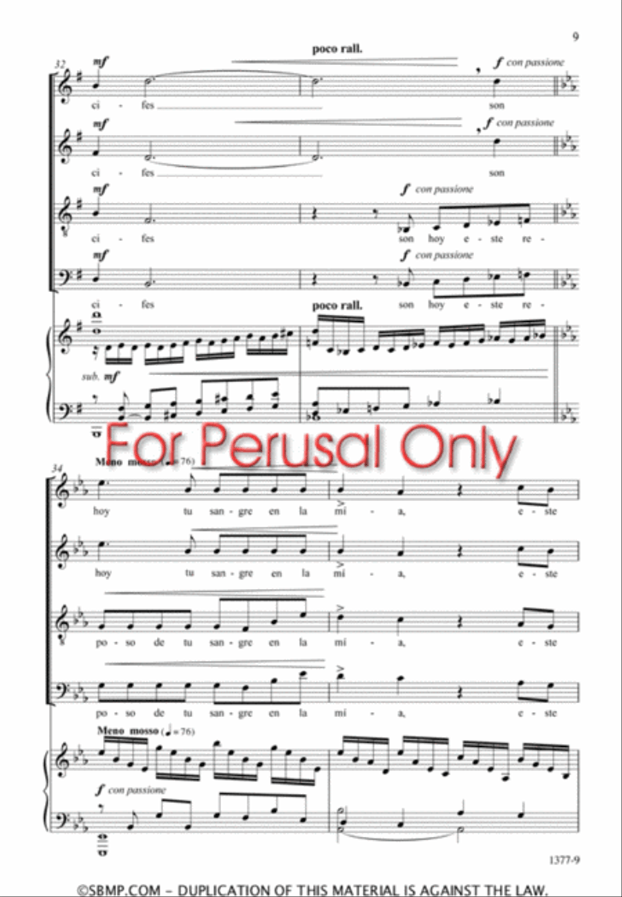 Tu sangre en la mia - SATB Octavo 4-Part scores gallery preview page 8