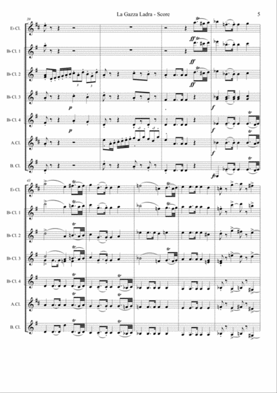 Gazza Ladra Ouverture Woodwind Ensemble scores gallery preview page 5