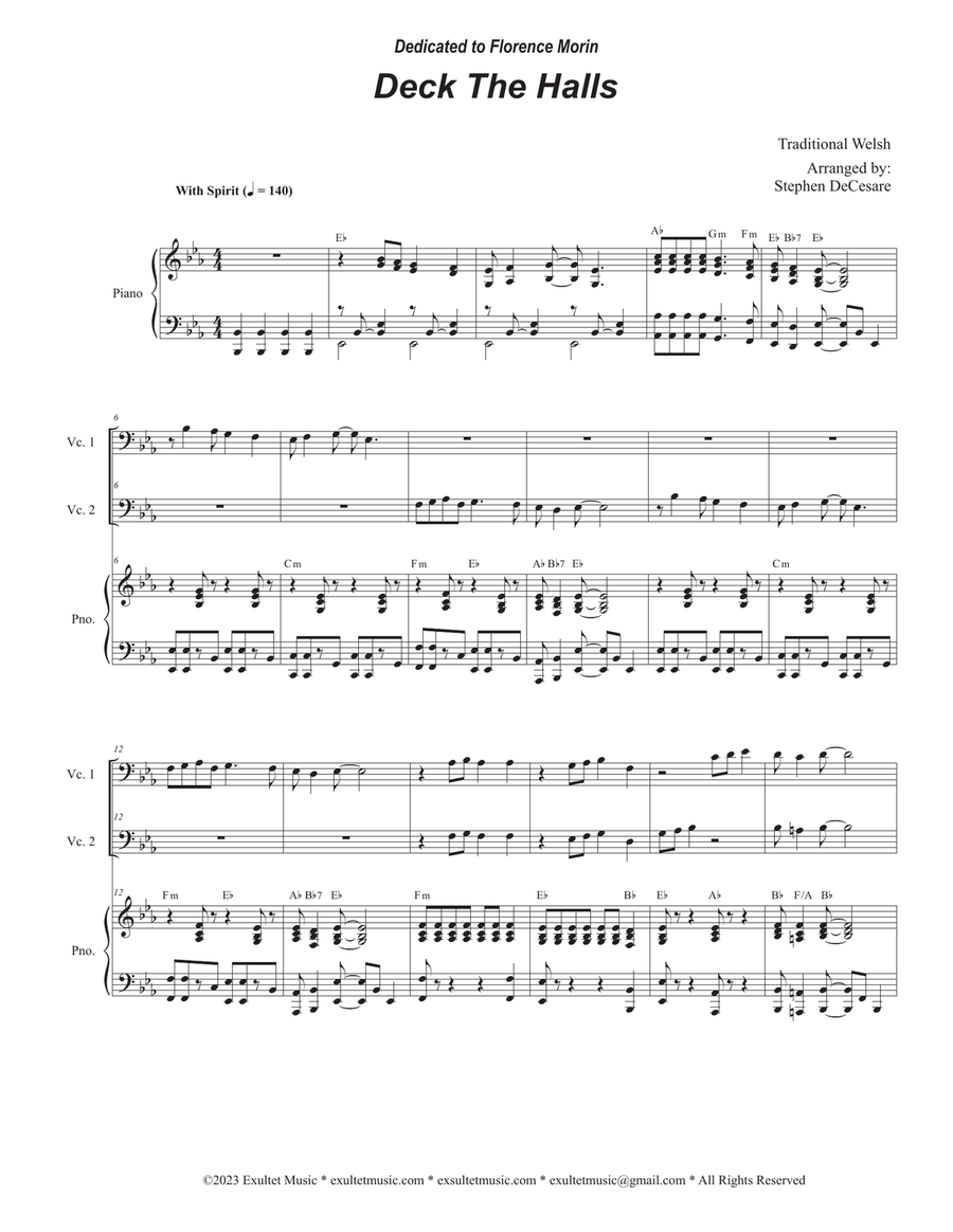 Deck The Halls (Cello Duet - Alternate Version) String Duet scores gallery preview page 1