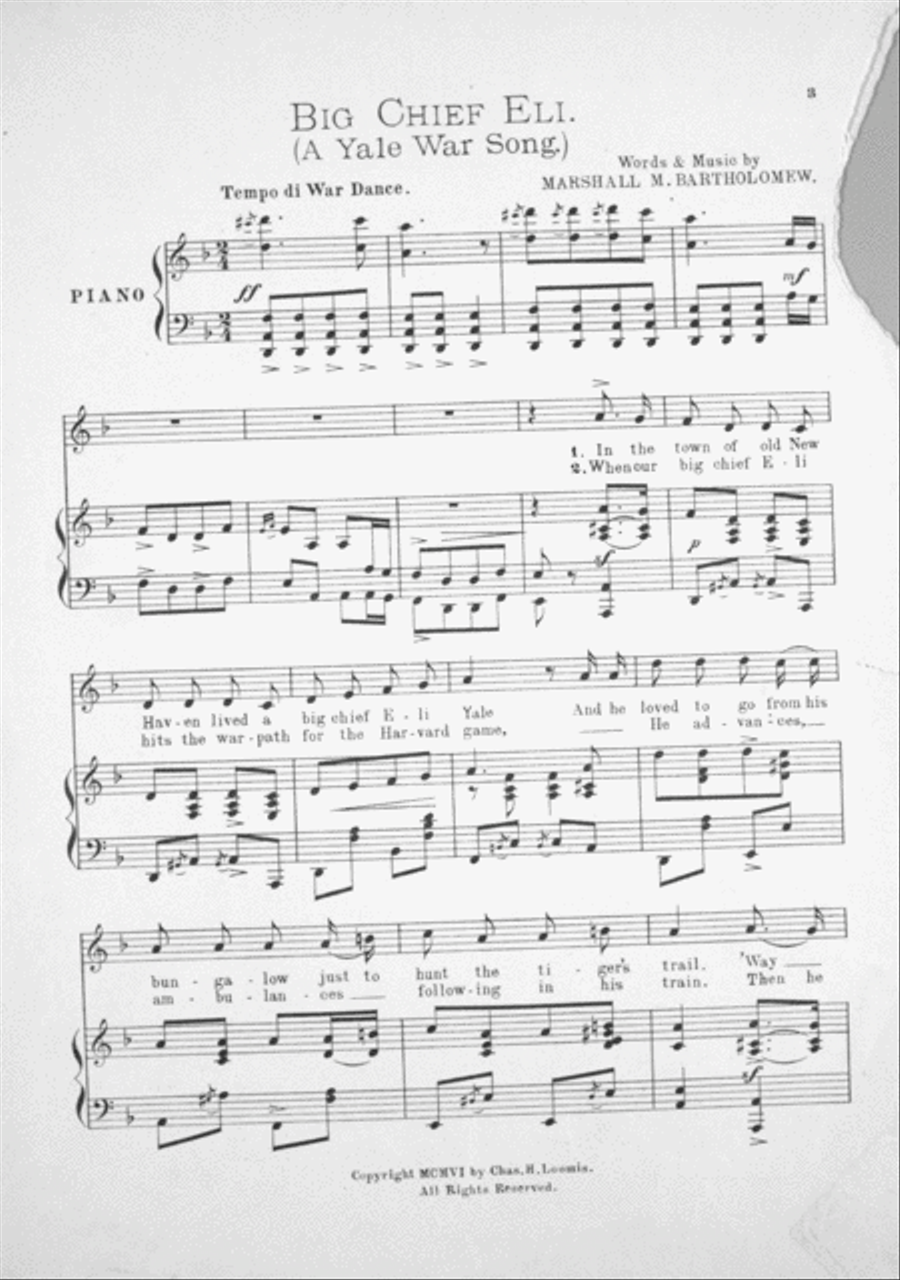 Big Chief Eli. A Yale War Song Voice scores gallery preview page 2