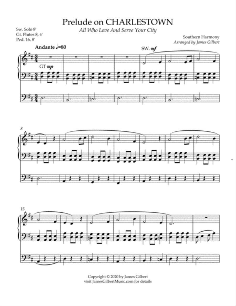 Prelude on CHARLESTOWN Organ Solo scores gallery preview page 2