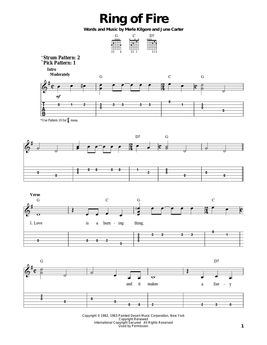 Ring Of Fire Electric Guitar scores gallery preview page 1