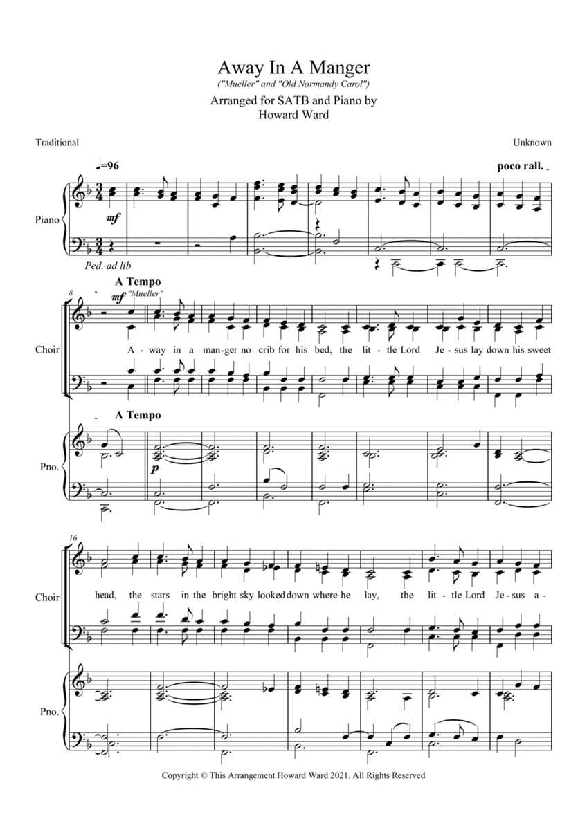 Away In A Manger (SATB and Piano) image number null