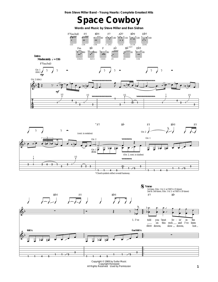 Space Cowboy Acoustic Guitar scores gallery preview page 1
