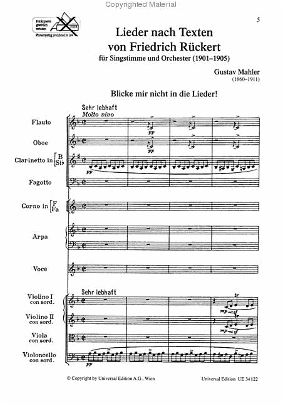 Lieder nach Texten von Friedrich Rückert Orchestra scores gallery preview page 2