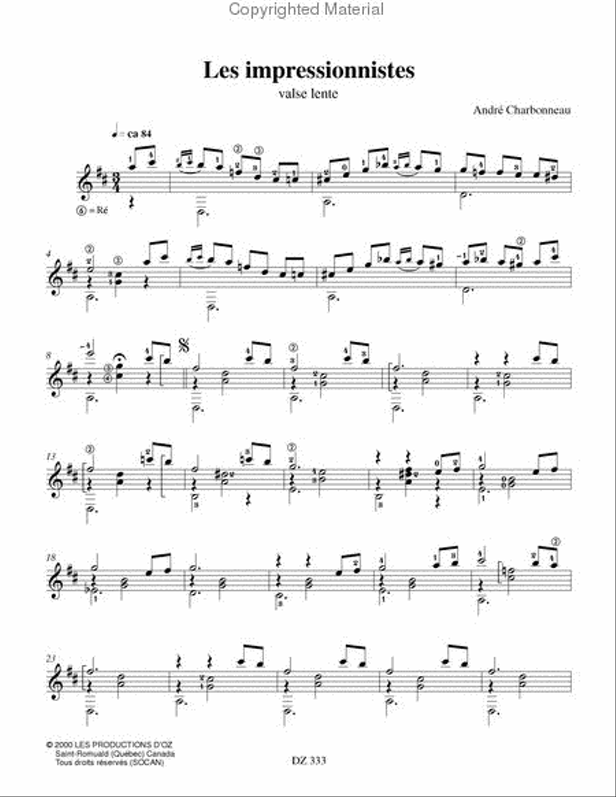 Les impressionnistes, L'échappée belle Classical Guitar scores gallery preview page 2