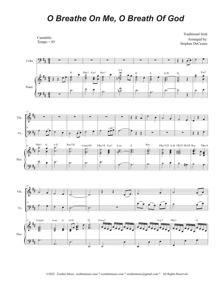 O Breathe On Me, O Breath Of God (Duet for Violin and Cello) String Duet scores gallery preview page 1