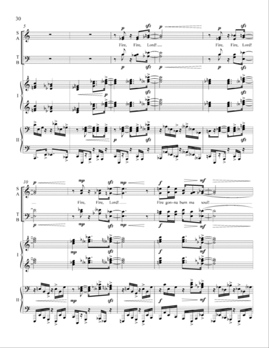 Afro-American Fragments: 6. Fire! 4-Part scores gallery preview page 2